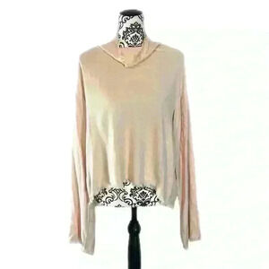 Anthropologie Cloth & Stone Frayed Edge Blush Button Down Back Long Sleeve Top